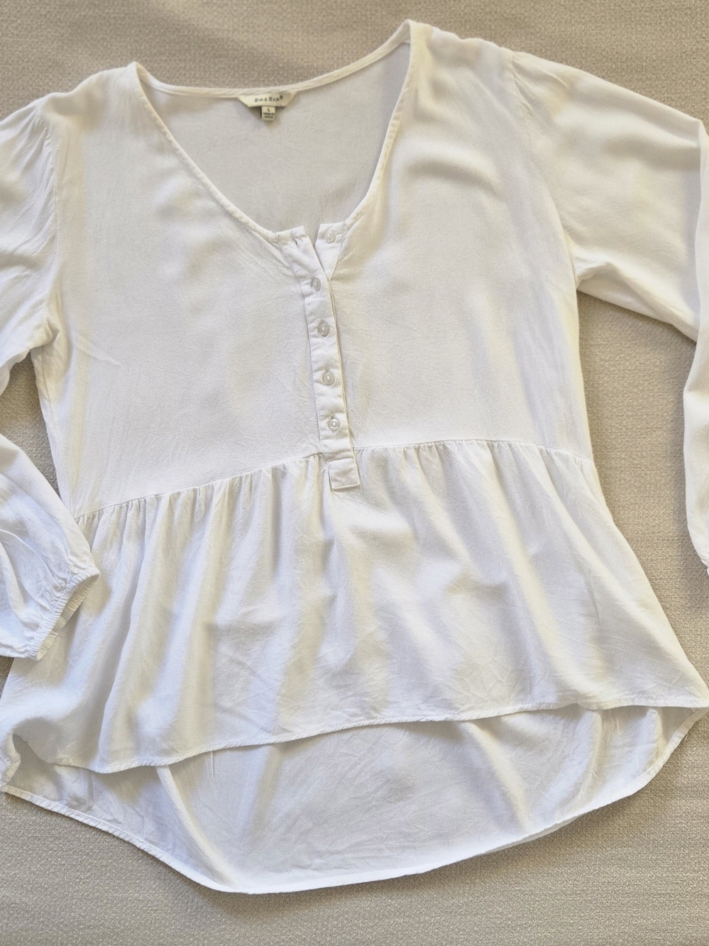 Sim & Sam White Rayon Peplum High-Low Blouse Top Size L